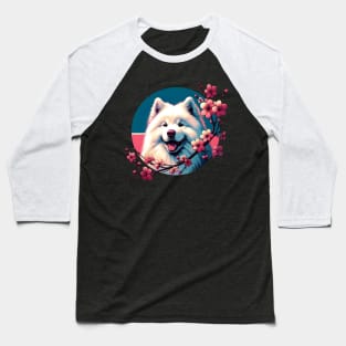 Samoyed's Spring Bliss Among Cherry Blossoms Baseball T-Shirt